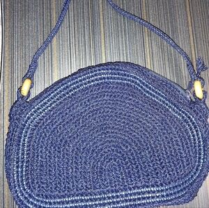 Navy Blue Crochet Shoulder Bag (made in Japan)